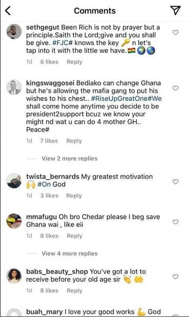 Reactions from Nana Bediako's kind gesture of dashing a father of 3 a car