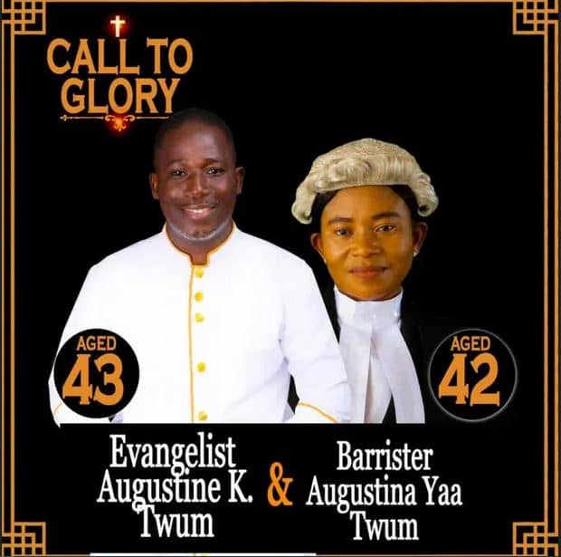 Evangelist Augustine K. Twum, 43, and his wife Barrister Augustina Yaa Twum, 42. 