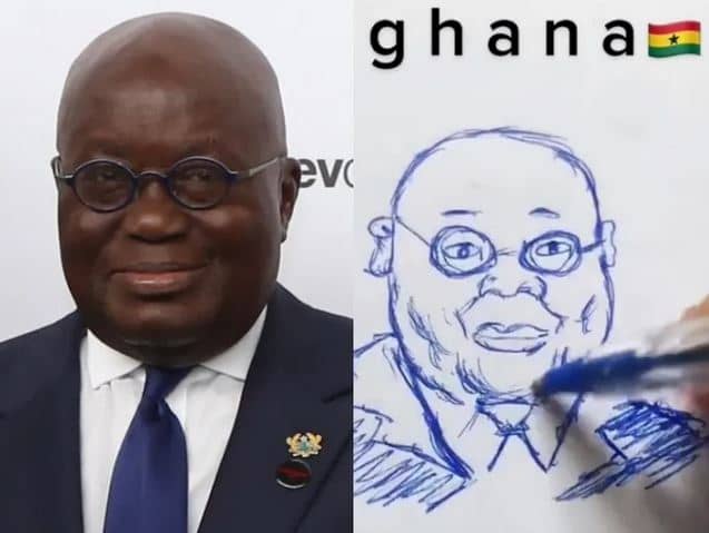 VIDEO: Young Ghanaian Artiste Stylishly Draws President Nana Addo Under 1 Minute...WATCH